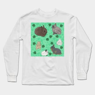 Netherland Dwarf Rabbits Green Long Sleeve T-Shirt